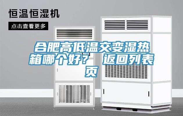 合肥高低溫交變濕熱箱哪個好？ 返回列表頁